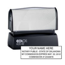 Get your customized OK Notary Colop Pre-Inked Stamp! High-quality, rectangular notary stamp personalized with your info. Order now at CalStamp!