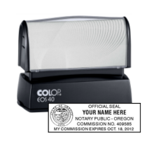 Get your customized OR Notary Colop Pre-Inked Stamp, 3/4" x 2 3/8", black ink. Order now with your notary info and original certificate. Shop at CalStamp today!