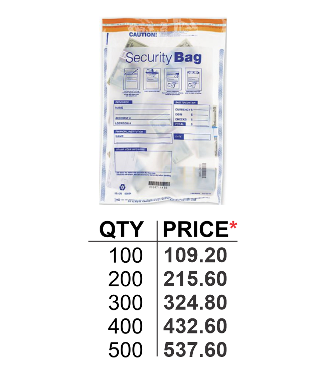 Secure your deposits with our durable 15x20 deposit bags (53854). Shop now at CalStamp for reliable, tamper-evident solutions. Order today!