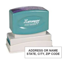Get the 2 Line Address xstamper Pre-Inked N10 for crisp, clear impressions. Perfect for home or office use. Order now from CalStamp and streamline your mailing!