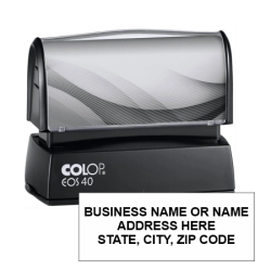 Get your 3 Line Address Stamp Pre-Inked EOS-40 from CalStamp! Perfect for clear, crisp impressions. Order now for fast, reliable shipping. Impression size: 7/8in x 2-5/16.