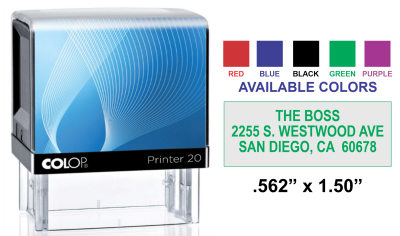 Get the Colop 20 Printer Self-Inking Stamp with a 9/16in. x 1-1/2in. impression size. Perfect for your stamping needs. Order now at CalStamp!