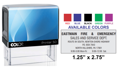 Get the Colop 50 Printer Self-Inking Stamp with a 1-1/4in. x 2-3/4in. impression size. Perfect for your stamping needs. Order now at CalStamp!