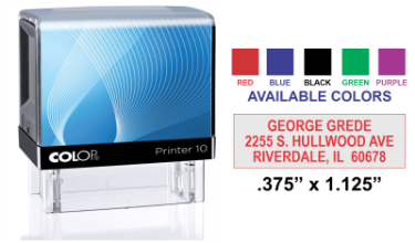 The Colop Printer 10 Self-Inking Stamp is good for small text & logos. Compact 3/8" x 1-1/16". Many colors. Order this great rubber stamp now for fast shipping