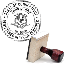 Wooden Connecticut Registered Interior Designer Stamp