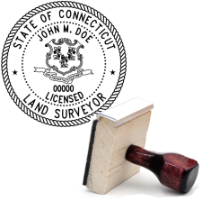 Wooden Connecticut Licensed Land Surveyor Stamp