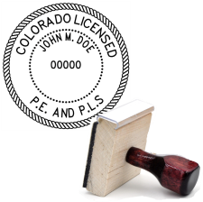 Wooden Colorado Licensed P.E. & P.L.S Stamp