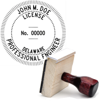 Wooden Delaware Licensed Professional Engineer Stamp
