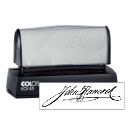 Get the Colop EOS-45 Pre-Inked Signature Stamp from CalStamp! Perfect for clear, consistent impressions. Order now for precision and convenience. Impression size: 1in x 3-3/16in.