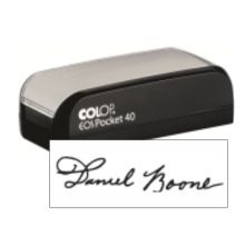 Get the Colop EOS-40 Pre-Inked Pocket Signature Stamp from CalStamp! Compact, durable, and perfect for on-the-go. Order now for precise impressions every time!