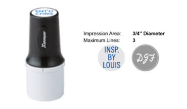 Shop the F20 Industrial Pre-Inked Round Stamp by Xstamper. Perfect for precise impressions with a 3/4" size. Order now at CalStamp for reliable stamping solutions!