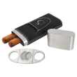 Leather Cigar Case Blk/Slvr