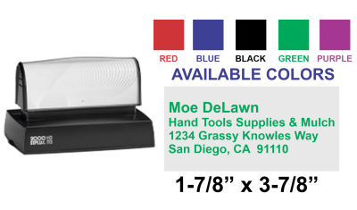 Get the Colop EOS-110 Pre-Inked Stamp with a large 1-7/8in x 3-7/8in impression size. Perfect for your stamping needs. Order now at CalStamp!