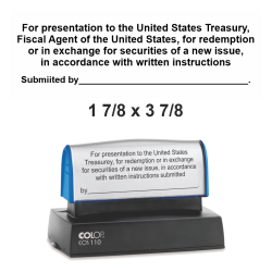 Official required rubber stamp for Restrictive Endorsements of US Bearer and Securities