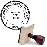 Wooden Iowa Licensed Professional Architect Stamp