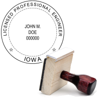 Wooden Iowa Licensed Professional Engineer Stamp
