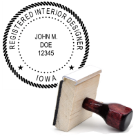 Wooden Iowa Registered Interior Designer Stamp