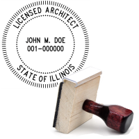 Wooden Illinois Licensed Architect Stamp