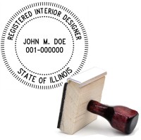 Wooden Illinois Registered Interior Designer Stamp