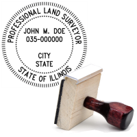 Wooden Illinois Professional Land Surveyor Stamp