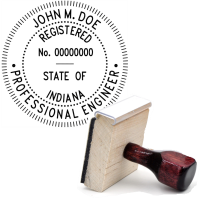Wooden Indiana Registered Professional Engineer Stamp
