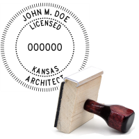 Wooden Kansas Licensed Architect Stamp