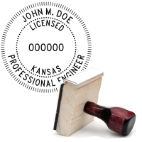 Wooden Kansas Professional Engineer Stamp