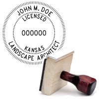 Wooden Kansas Licensed Landscape Architect Stamp
