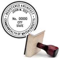 Wooden Massachusetts Registered Architect Stamp