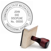 Wooden Massachusetts Professional Engineer Stamp