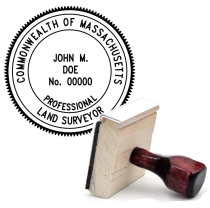 Wooden Massachusetts Professional Land Surveyor Stamp