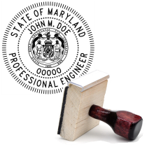 Wooden Maryland Professional Engineer Stamp