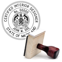 Wooden Maryland Certified Interior Designer Stamp