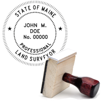 Wooden Maine Professional Land Surveyor Stamp