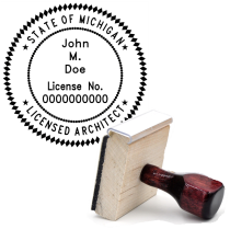 Wooden Michigan Licensed Architect Stamp