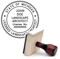 Wooden Michigan Licensed Landscape Architect Stamp
