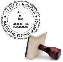 Wooden Michigan Licensed Professional Surveyor Stamp
