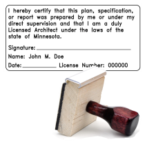 Wooden Minnesota Licensed Architect Stamp