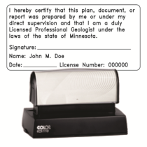 Pre-Inked Minnesota Licensed Professional Geologist Colop 110
