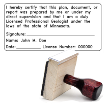 Wooden Minnesota Licensed Professional Geologist Stamp