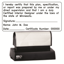 Pre-Inked Minnesota Certified Interior Designer Colop 110
