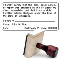 Wooden Minnesota Certified Interior Designer Stamp