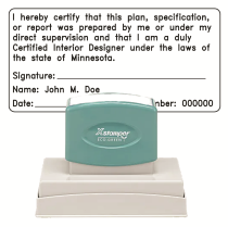 Pre-Inked Minnesota Certified Interior Designer Xstamper