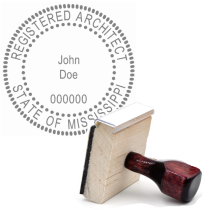Wooden Mississippi Registered Architect Stamp