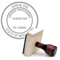 Wooden Mississippi Licensed Professional Surveyor Stamp