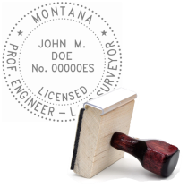 Wooden Montana Professional Engineer-Land Surveyor Stamp