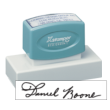 Get the N26 Pre-Inked Signature Stamp (11/16" x 3-5/16") for your company name or long signature needs. Shop now at CalStamp for precision and convenience!