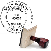 Wooden North Carolina Licensed Architect Stamp