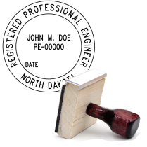Wooden North Dakota Registered Professional Engineer Stamp