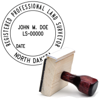 Wooden North Dakota Registered Professional Land Surveyor Stamp